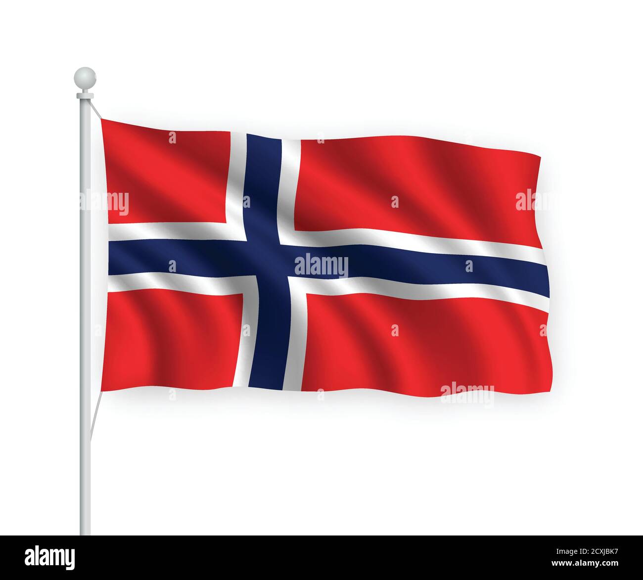 3d waving flag Norway Isolated on white background Stock Vector Image ...