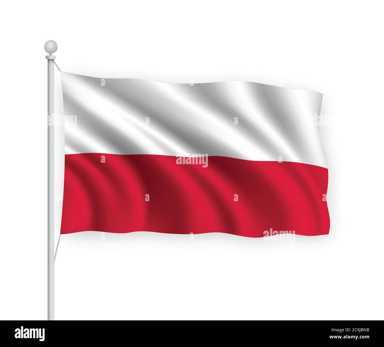 3d waving flag Poland Isolated on white background Stock Vector Image