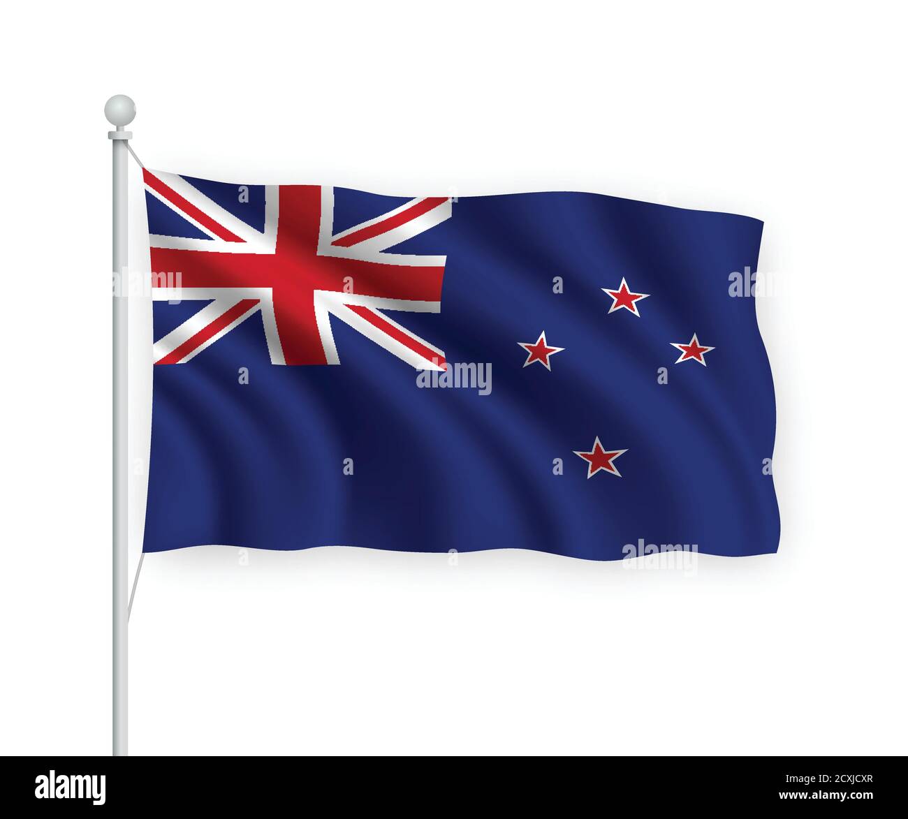 3d waving flag New Zealand Isolated on white background Stock Vector ...