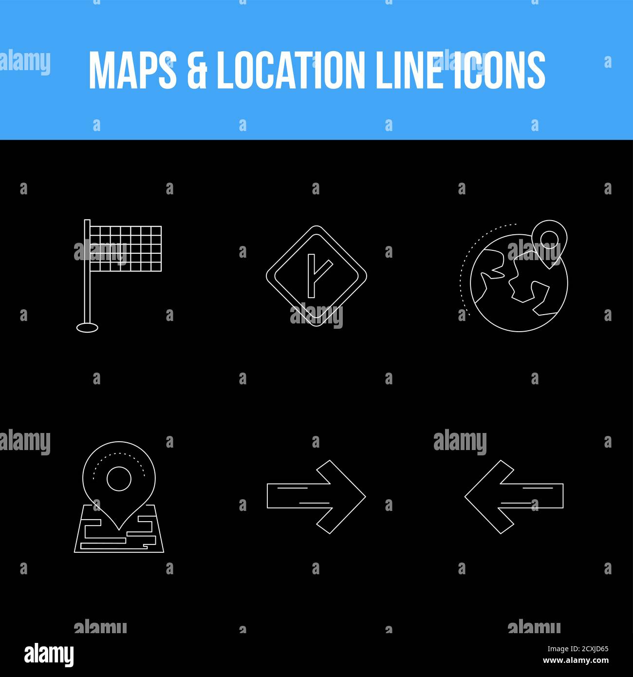Set of beautiful maps & location line icons Stock Vector Image & Art ...