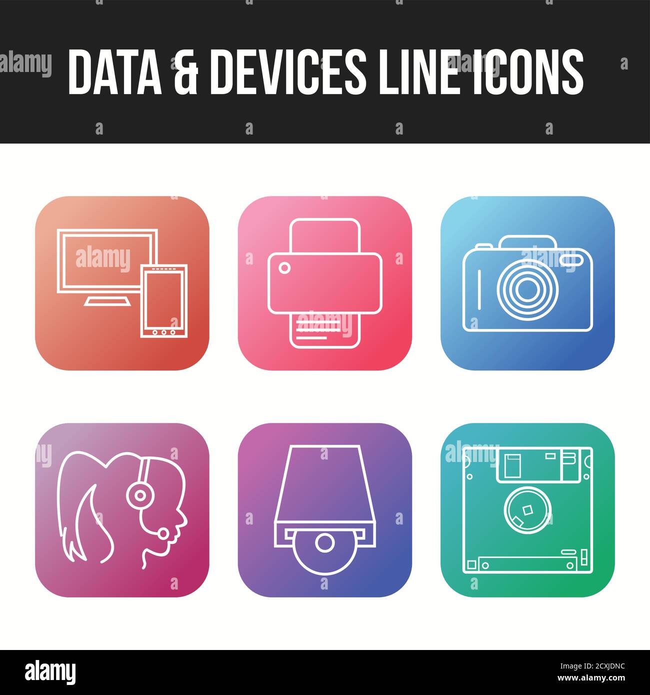 Unique Line vecor icon set of Data and devices icons Stock Vector Image ...