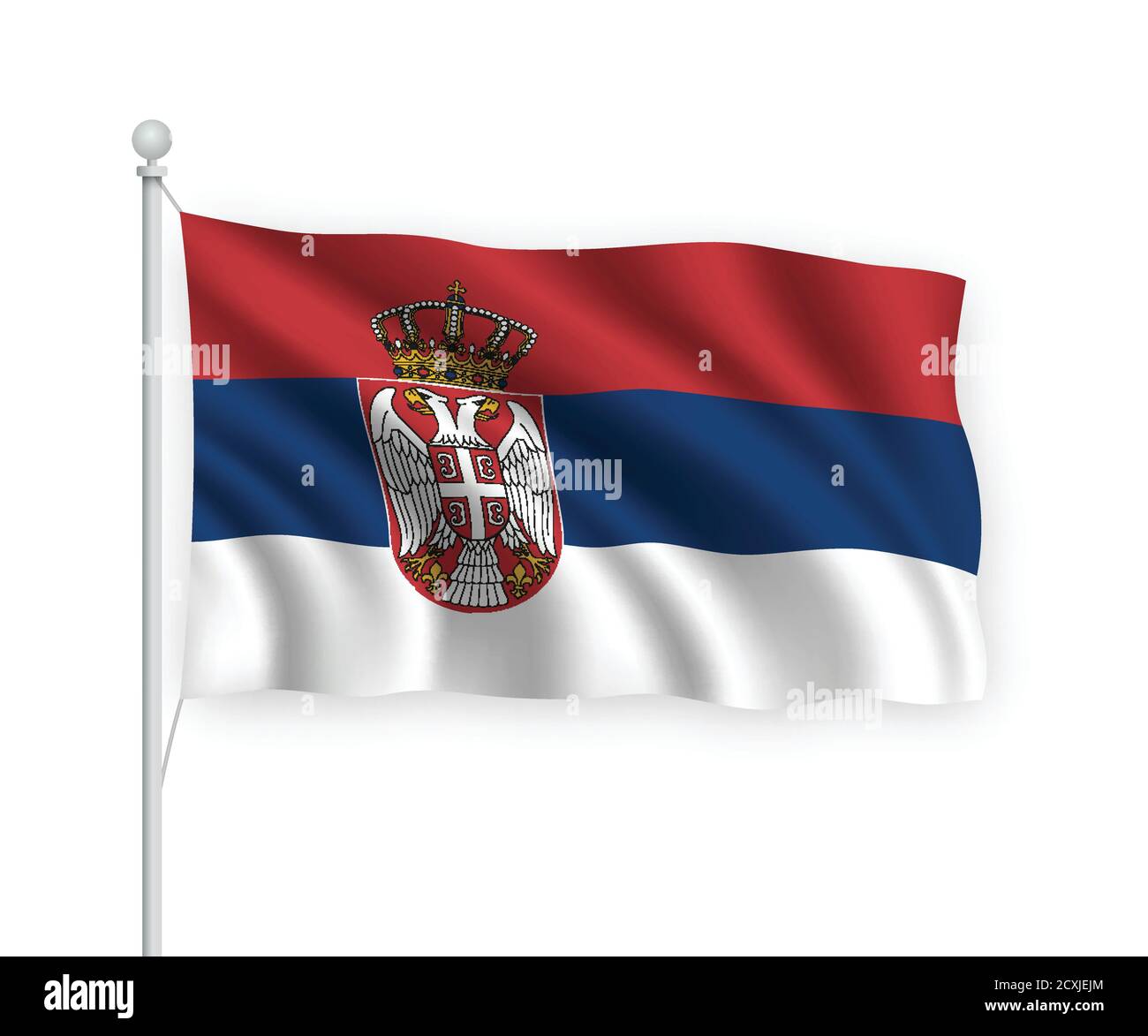 3d waving flag Serbia Isolated on white background. Stock Vector