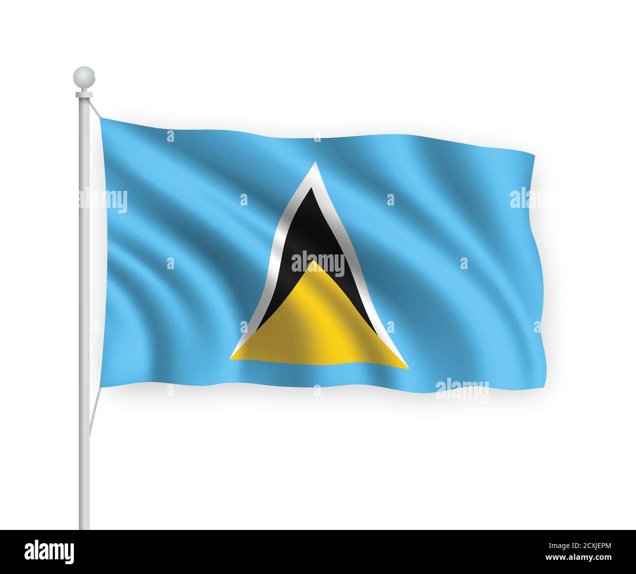 3d waving flag Saint Lucia Isolated on white background. Stock Vector