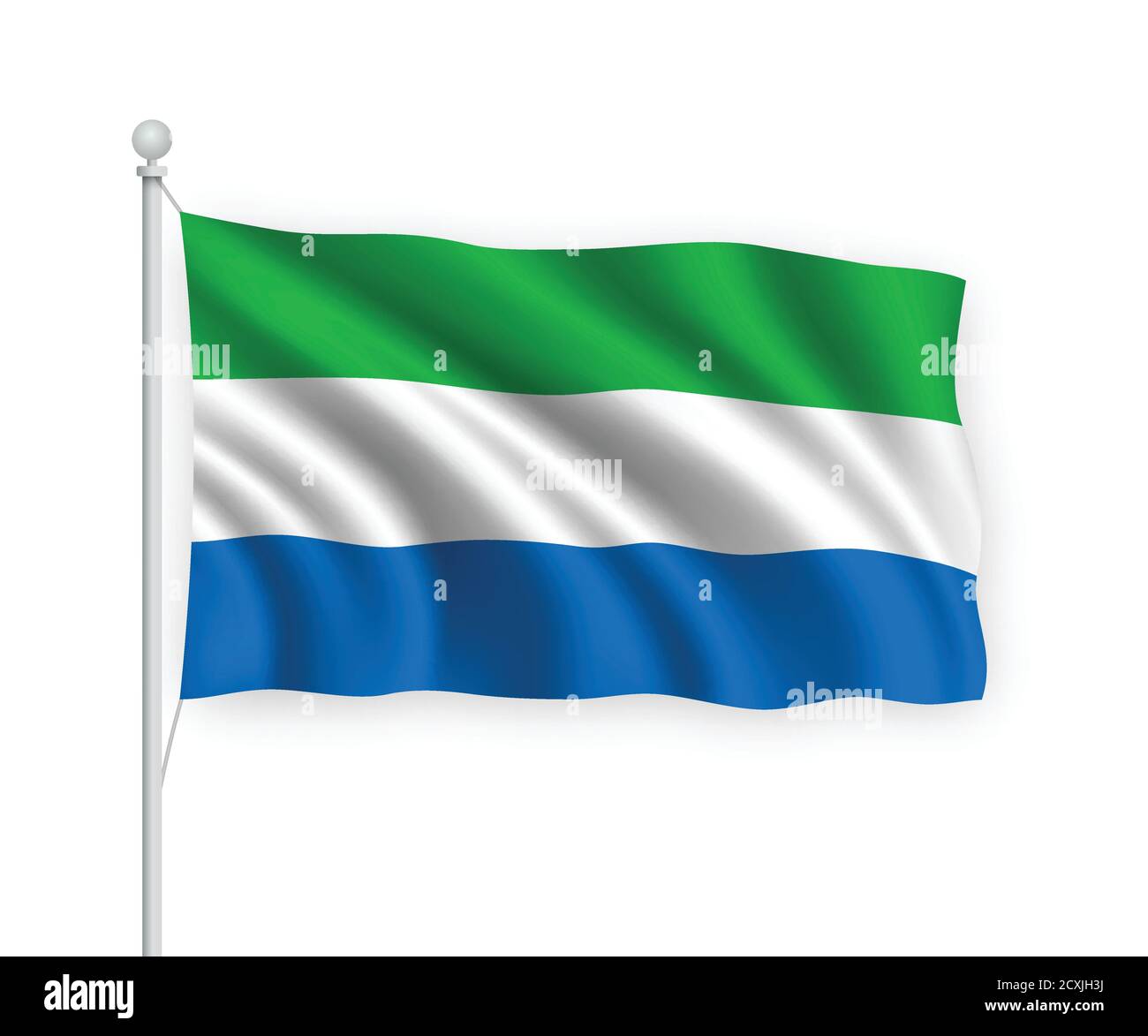 3d waving flag Sierra Leone Isolated on white background Stock Vector ...