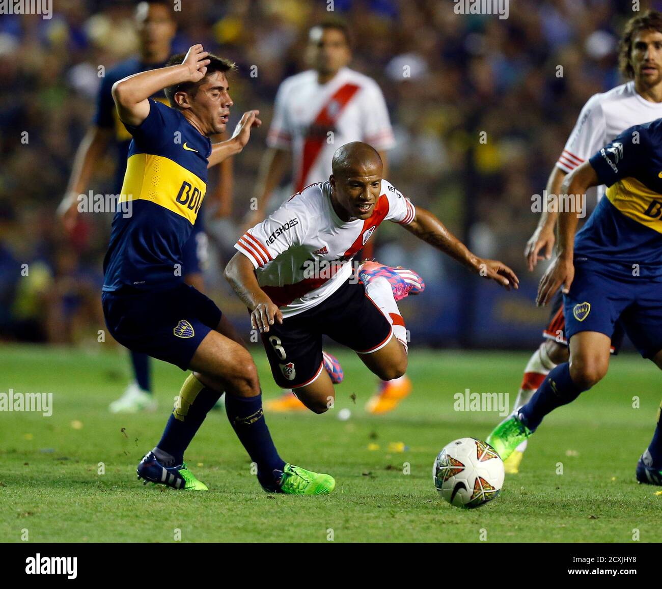 Boca Juniors Cristian Erbes L Fouls River Plate S Carlos Sanchez In Their Copa Sudamericana First Round Semi Final Soccer Match In Buenos Aires November 20 2014 Reuters Enrique Marcarian Argentina Tags Sport Soccer