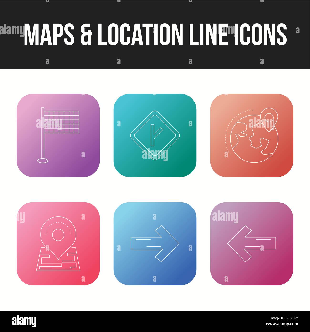 Set of beautiful maps & location line icons Stock Vector Image & Art ...
