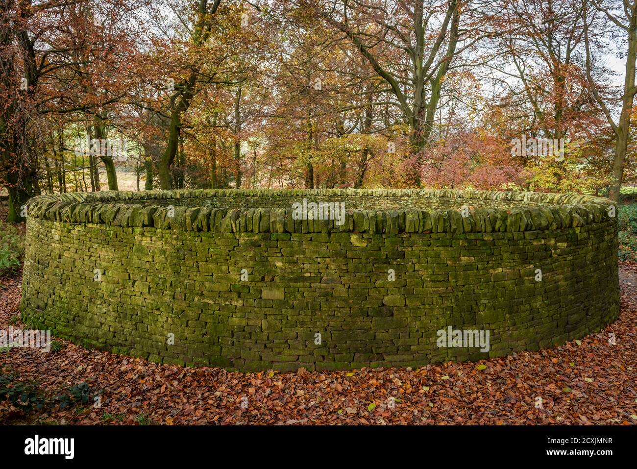 Artist Andy Goldsworthy's environmental sculpture 'Outclosure' at the Yorkshire Sculpture Park near Wakefield, Yorkshire, UK Stock Photo