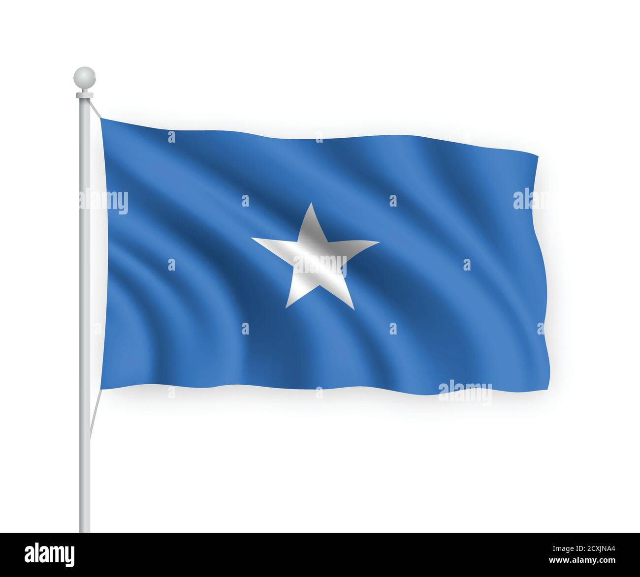 3d waving flag Somalia Isolated on white background. Stock Vector