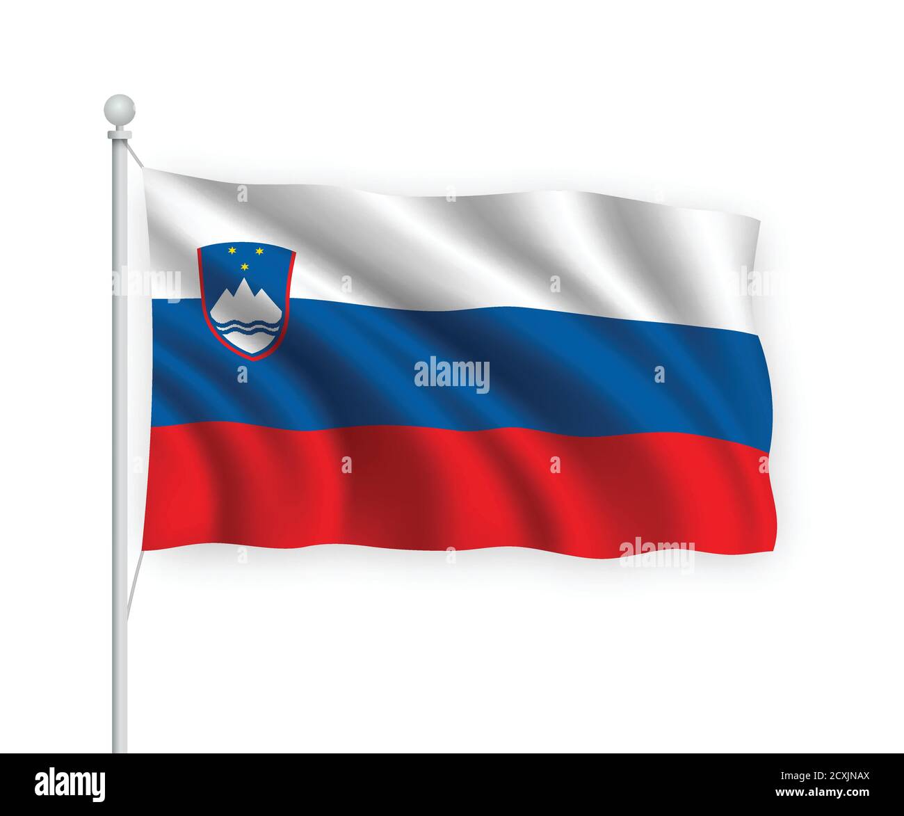 3d waving flag Slovenia Isolated on white background Stock Vector Image ...