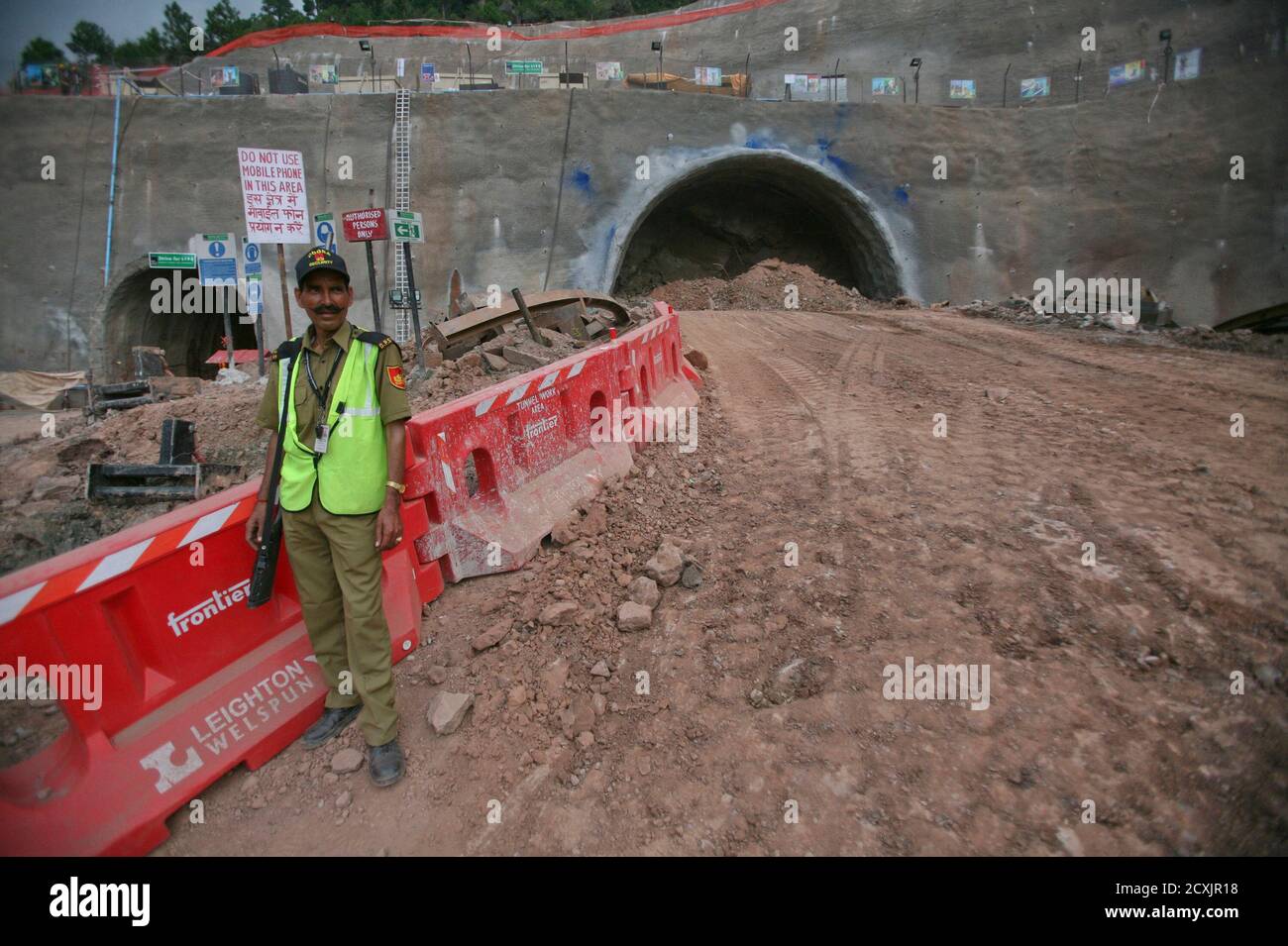 A Security Personnel Stands Guard After A Trinitrotoluene Tnt A Chemical Explosion Used For Tunnel Construction During The Start Of The First Section Of Chenani Nashri Tunnel Project India S Longest Road Tunnel At
