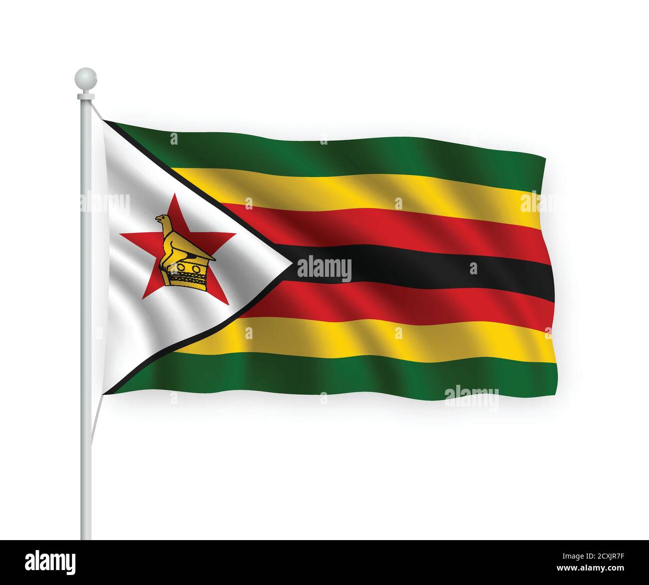 3d Waving Flag Zimbabwe Isolated On White Background Stock Vector Image