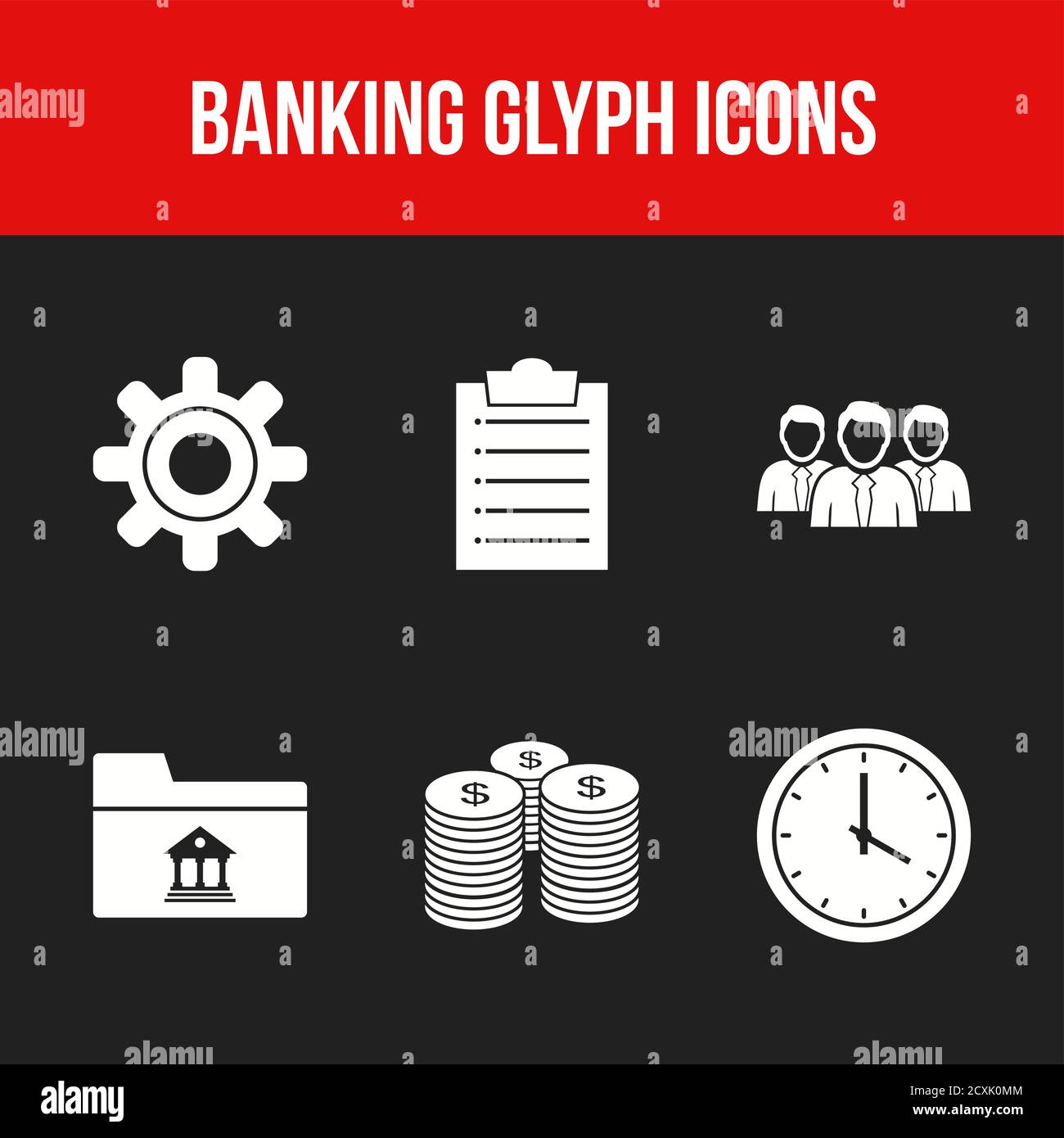6 Beautiful Banking Glyph vector icon set Stock Vector