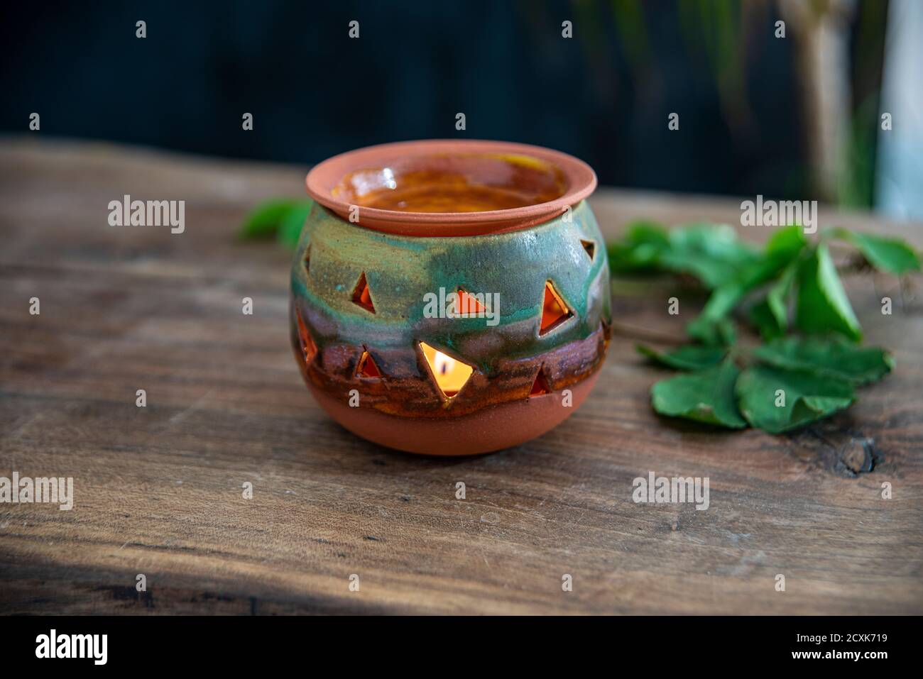 handmade ceramic candle holder lantern Stock Photo Alamy