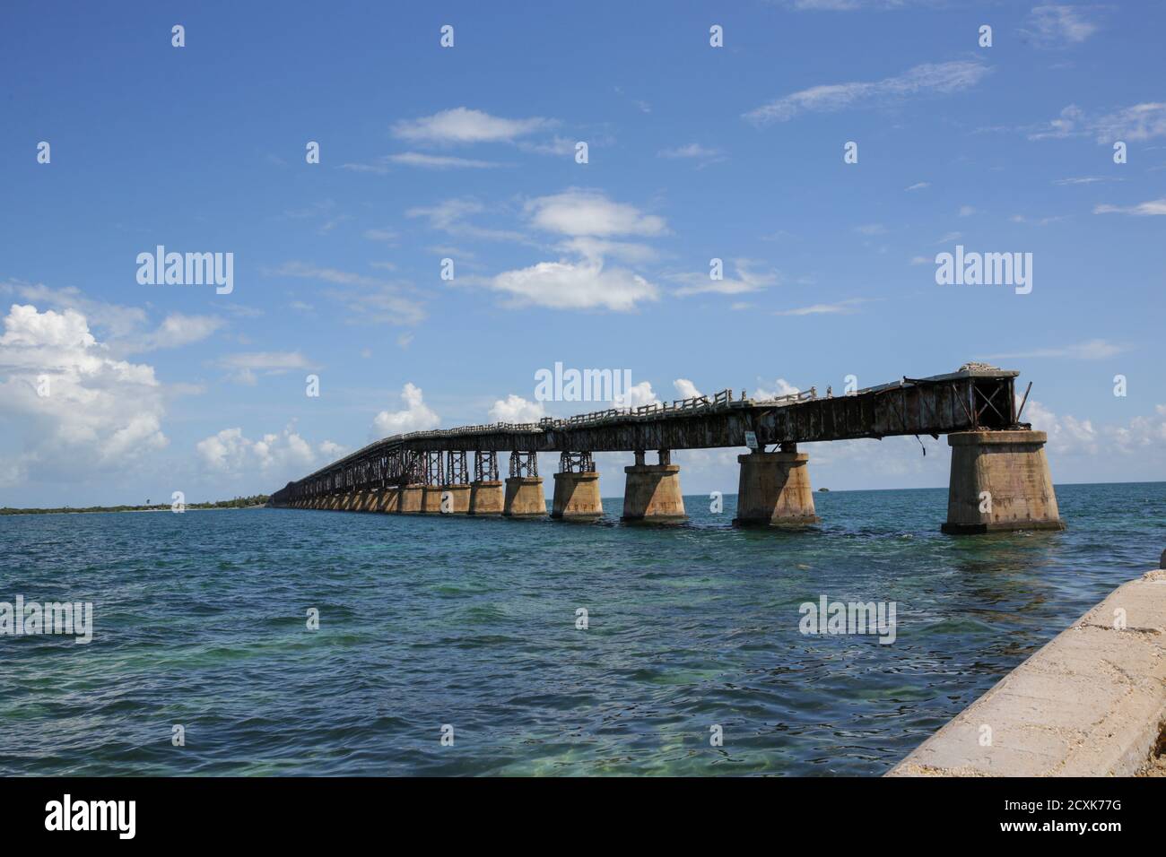 Old and new Seven Mile bridge connects the Keys to the mainland, Key West, Florida, USA Stock Photo