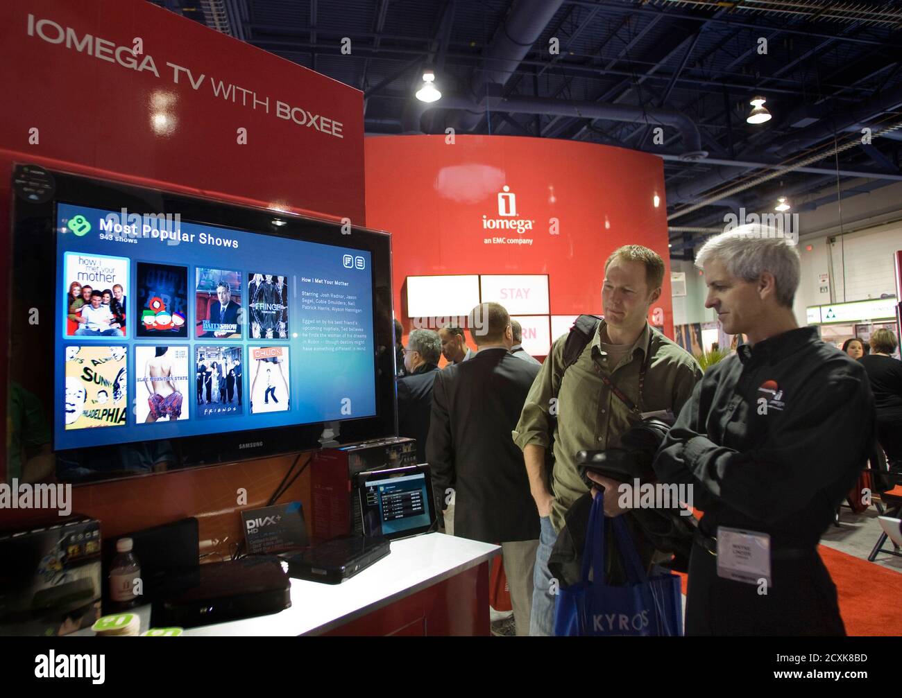 Iomega TV with Boxee devices are displayed during the 2011 International  Consumer Electronics Show (CES) in Las Vegas, Nevada January 7, 2011. The  network-attached storage devices, which range from diskless ($229) to
