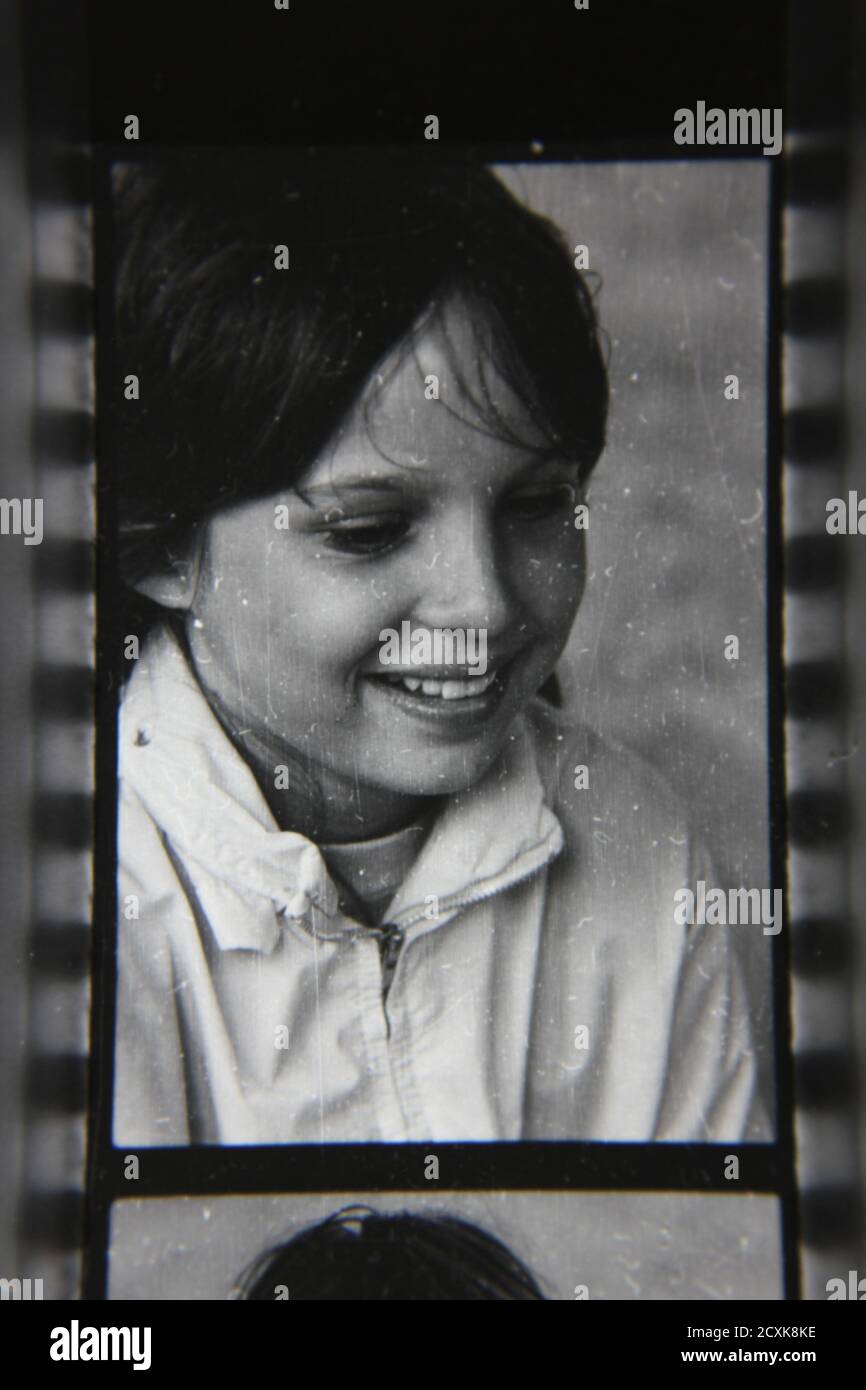 Fine 1970s vintage black and white photography portrait head shot of a ...