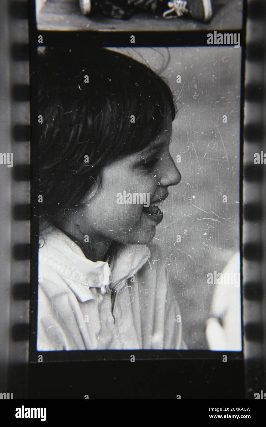Fine 1970s vintage black and white photography portrait head shot of a ...