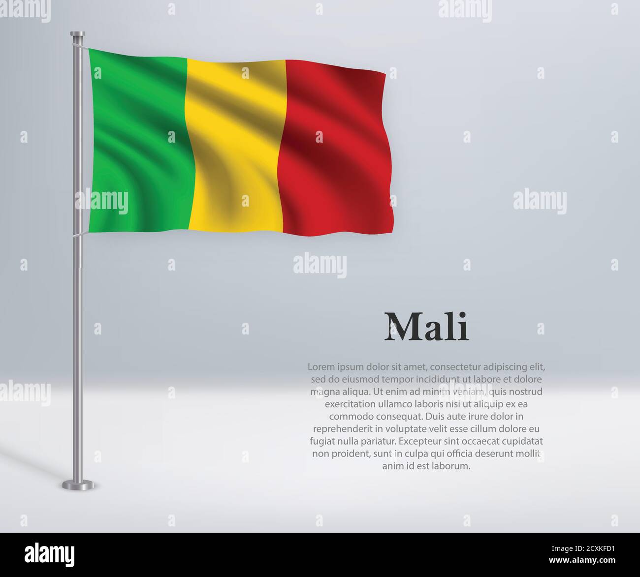 Illustration Of The National Flag Of Mali With The Country Written On The  Flag. Stock Photo, Picture and Royalty Free Image. Image 77532187.