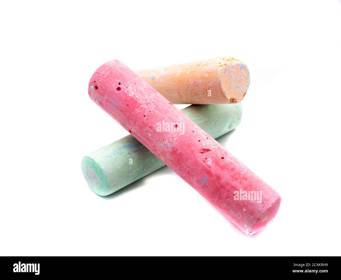 Colorful chalk isolated on white background Stock Photo