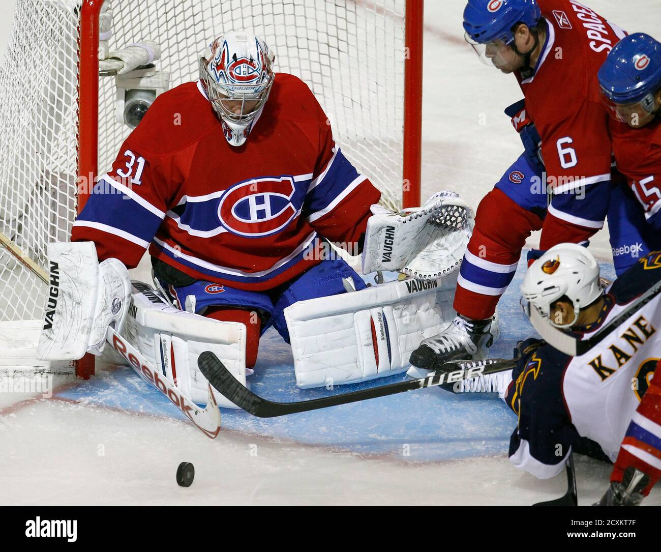 Atlanta Thrashers Evander Kane Scores On Montreal Canadiens Goalie Carey Price During The Second Period Of Nhl Hockey Action In Montreal January 2 2011 Reuters Shaun Best Canada Tags Sport Ice Hockey
