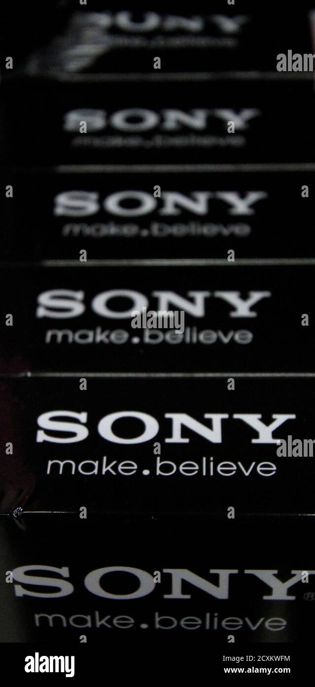 Logos of Sony Corp are seen at an electronics store in Tokyo May