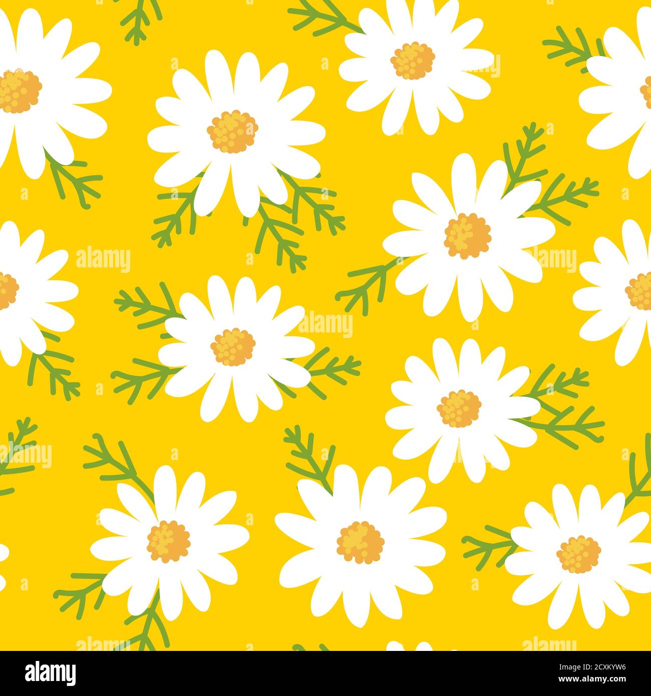 Daisy flower seamless pattern on yellow background Stock Vector Image & Art  - Alamy