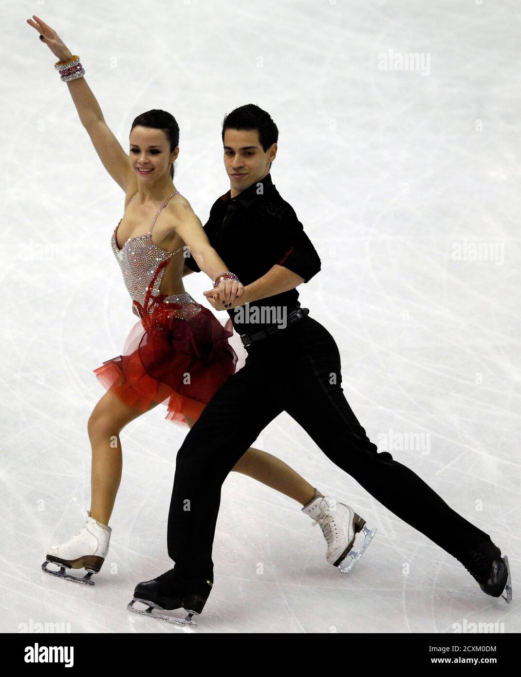 Anna Cappellini and Luca Lanotte of Italy perform during the ice dance  short dance at the ISU World Figure Skating Championships in Nice March 28,  2012. REUTERS/Jean-Paul Pelissier (FRANCE - Tags: SPORT
