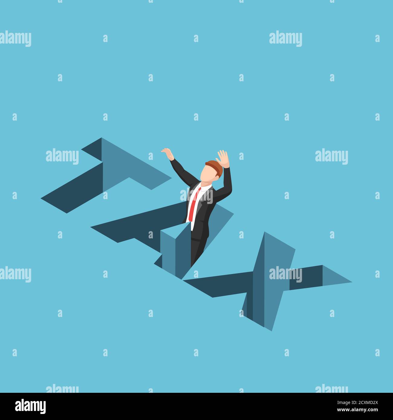 Flat 3d isometric businessman falling into the TAX hole. Business tax ...
