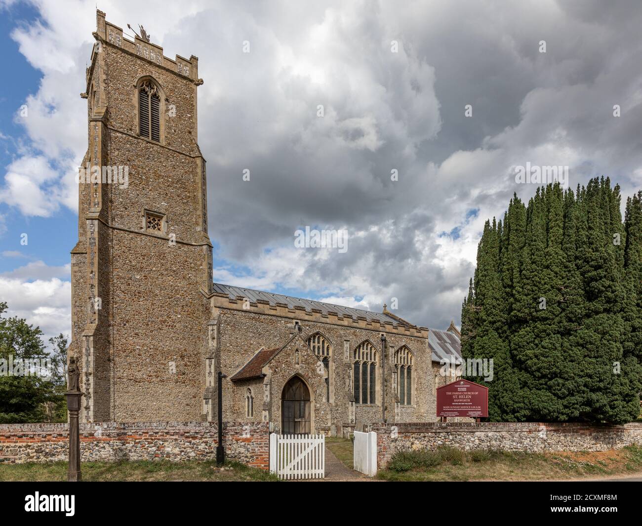 St Helen's Church, Ranworth. Dating back to 1450, the grade I listed church of St Helen is often called ‘The Cathedral of the Broads’. Stock Photo