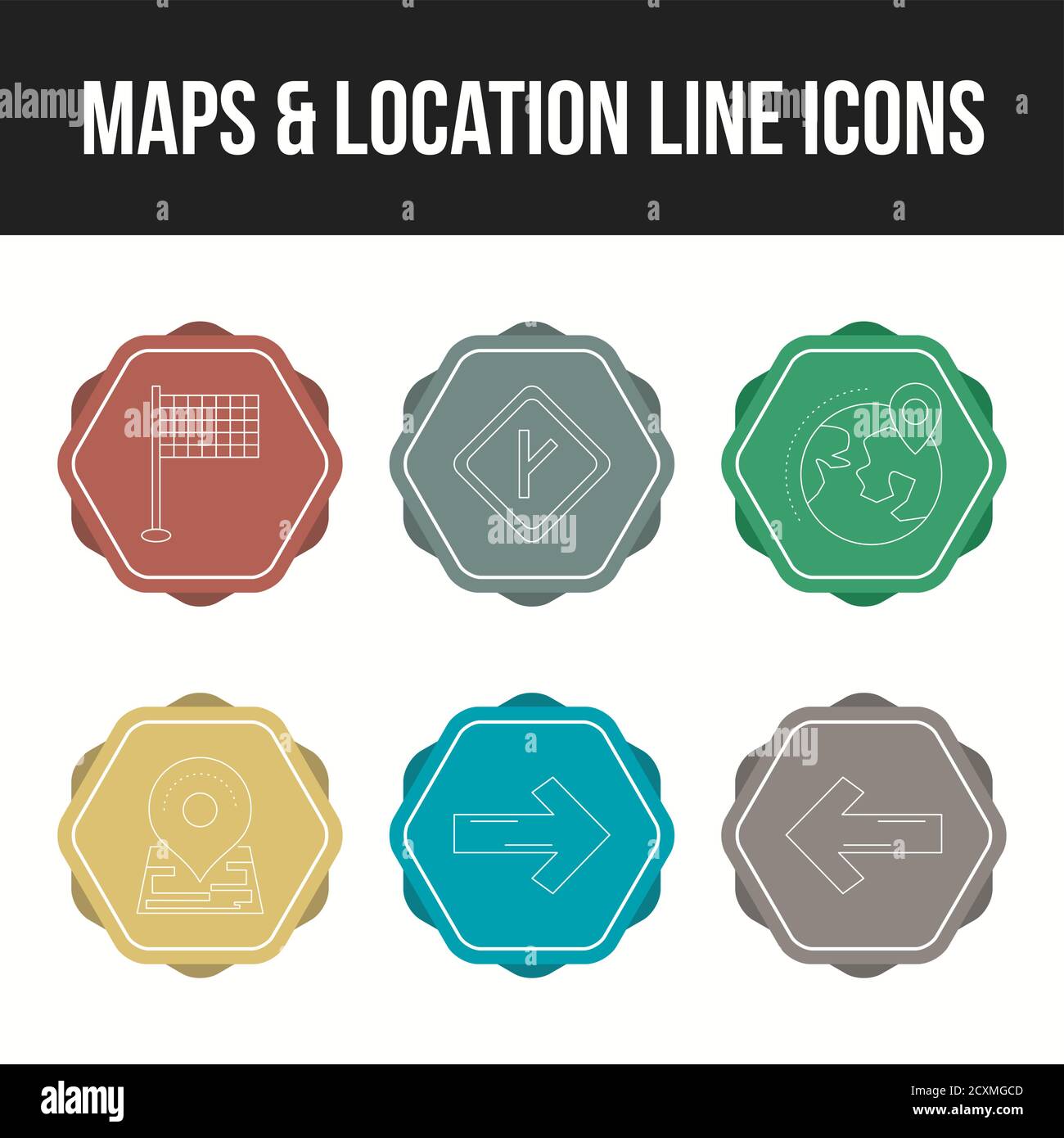 Set of beautiful maps & location line icons Stock Vector Image & Art ...