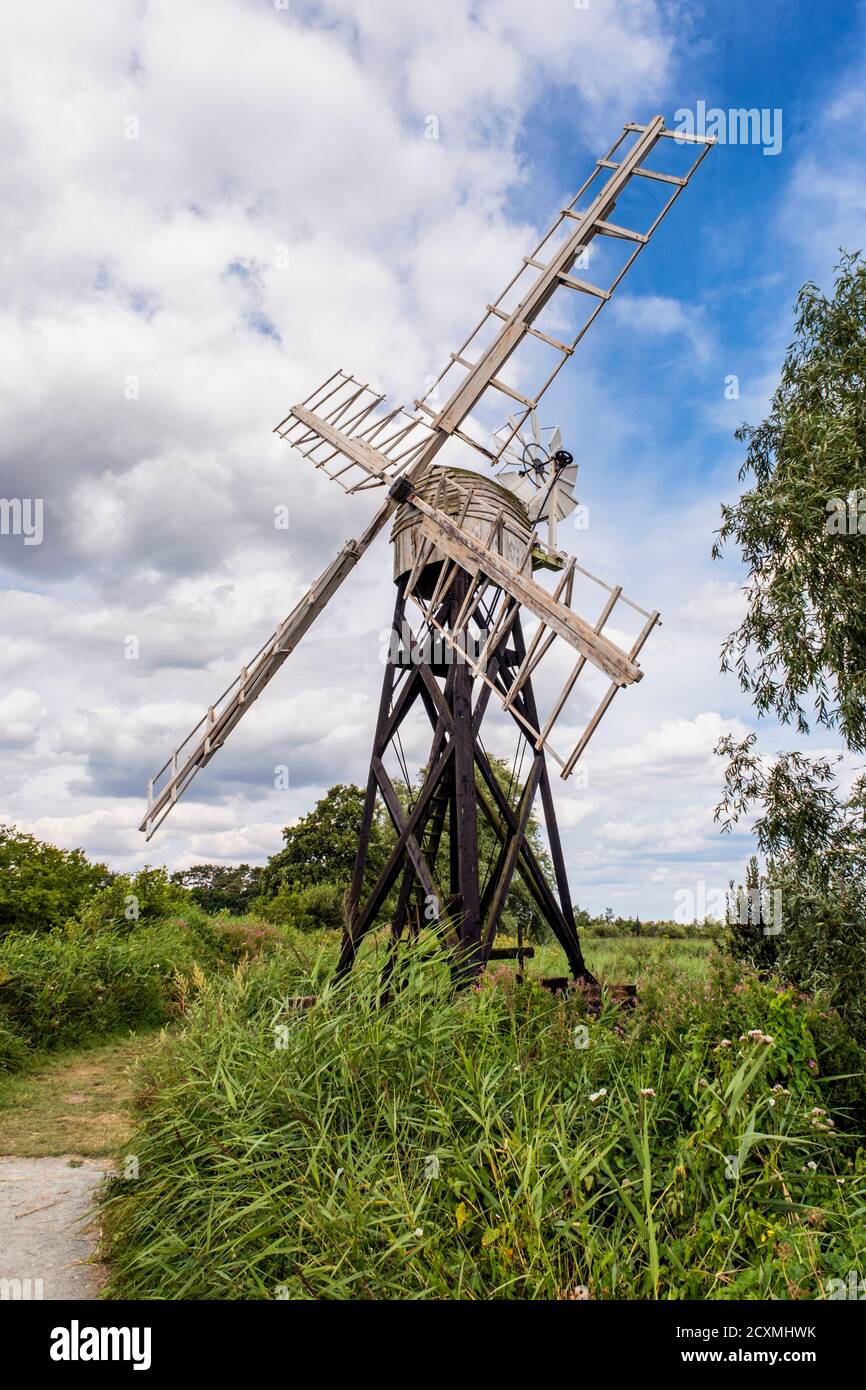 Boardman's Drainage Mill by the River Ant on the Norfolk Broads at How Hill, Ludham, Norfolk, England, UK. Stock Photo