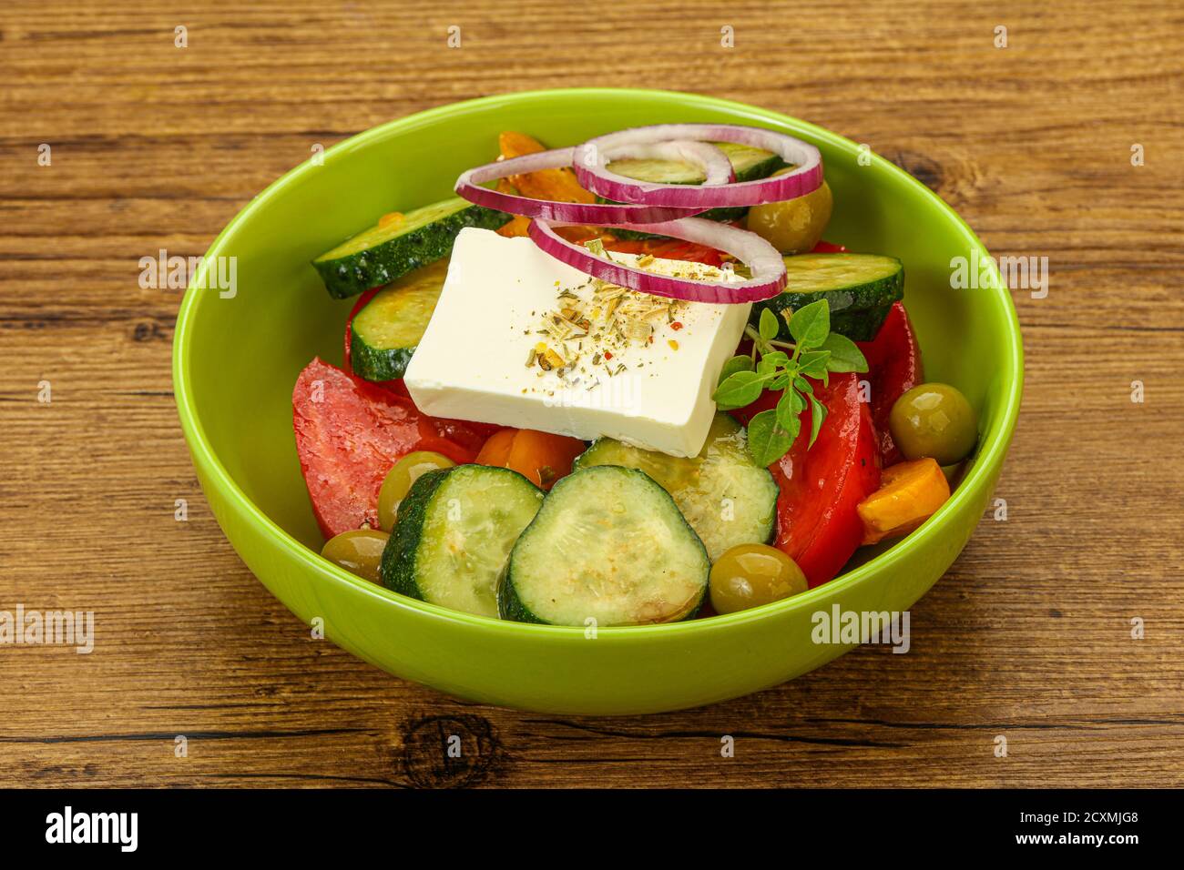 Traditional Greek salad with feta cheese and vegetables Stock Photo Alamy