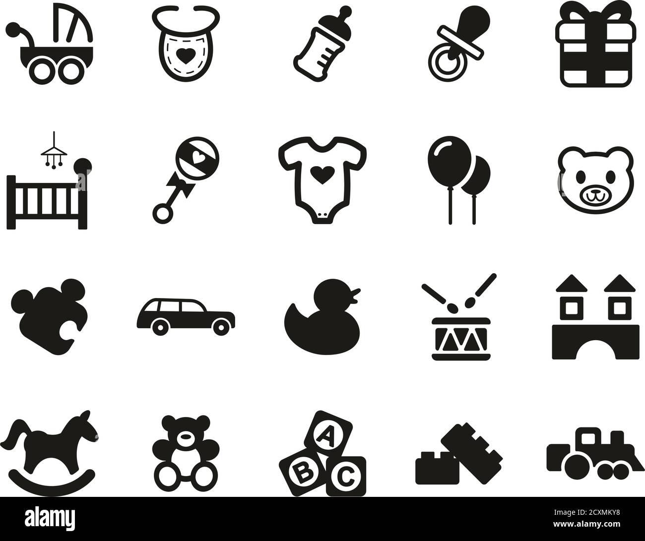 Baby Shower Icons Black \u0026 White Set Big Stock Vector Image \u0026 Art - Alamy, image size:1300x1091