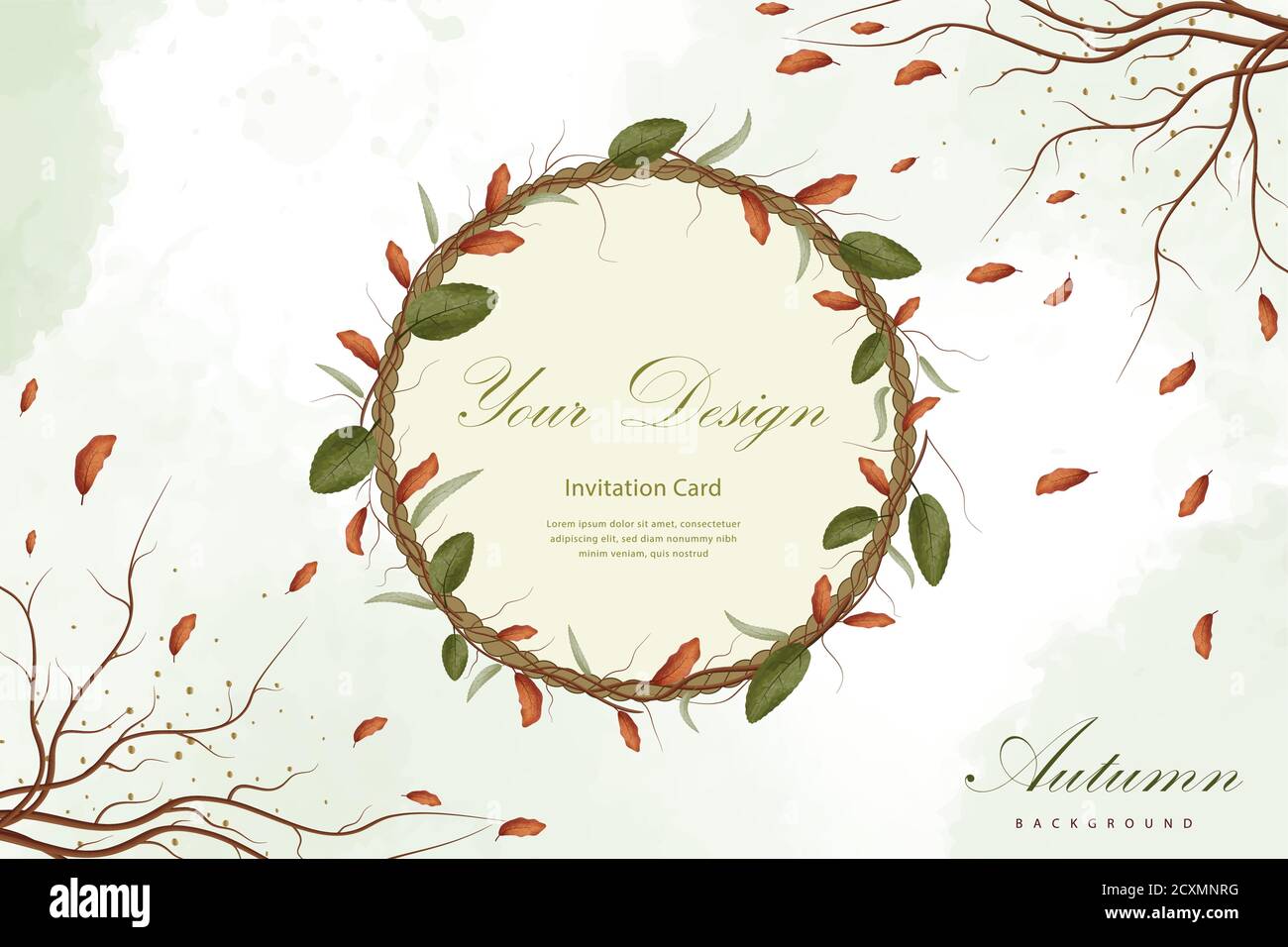 Autumn background with leaf and rope decoration Stock Vector Image ...
