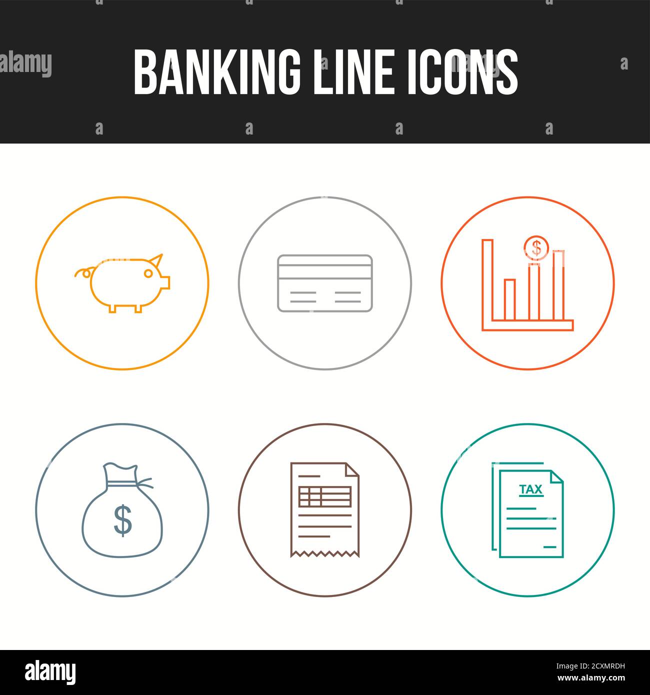 Unique Line vecor icon set of Banking icons Stock Vector Image & Art ...