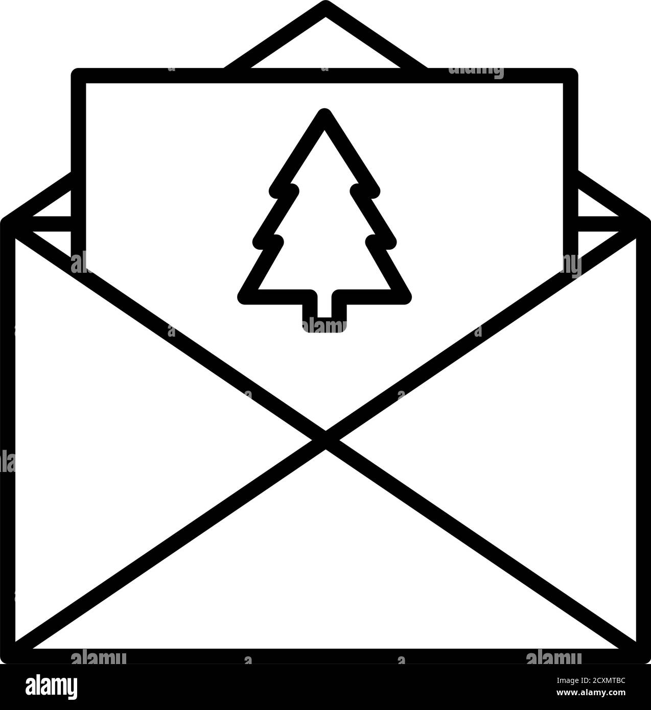 envelope with christmas card icon over white background, line style ...