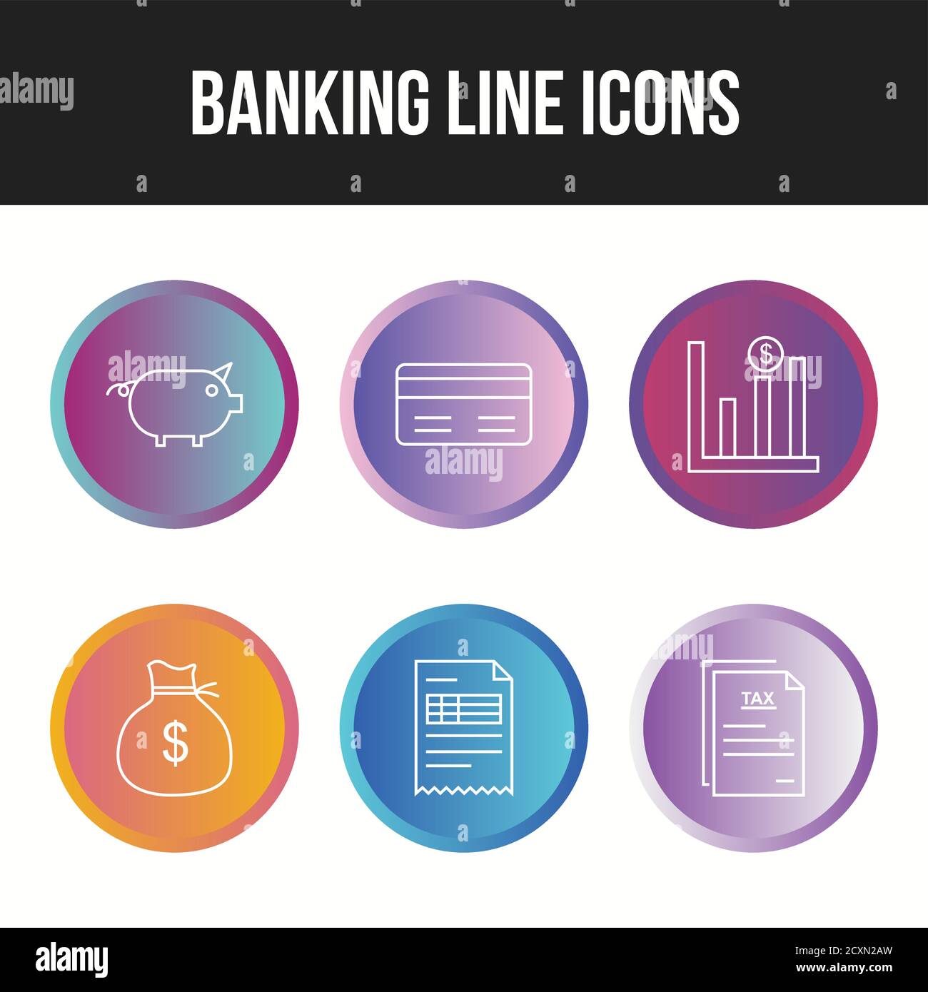 Unique Line vecor icon set of Banking icons Stock Vector Image & Art ...