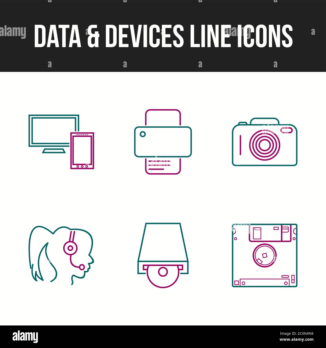 Unique Line vecor icon set of Data and devices icons Stock Vector Image ...