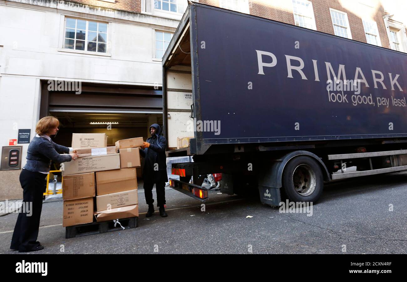 Stock is unloaded from a Primark lorry in central London November 5, 2012. Primark-owner Associated British Foods will post its year-end results on Tuesday. REUTERS/Olivia Harris (BRITAIN - Tags: BUSINESS TEXTILE) Stock Photo