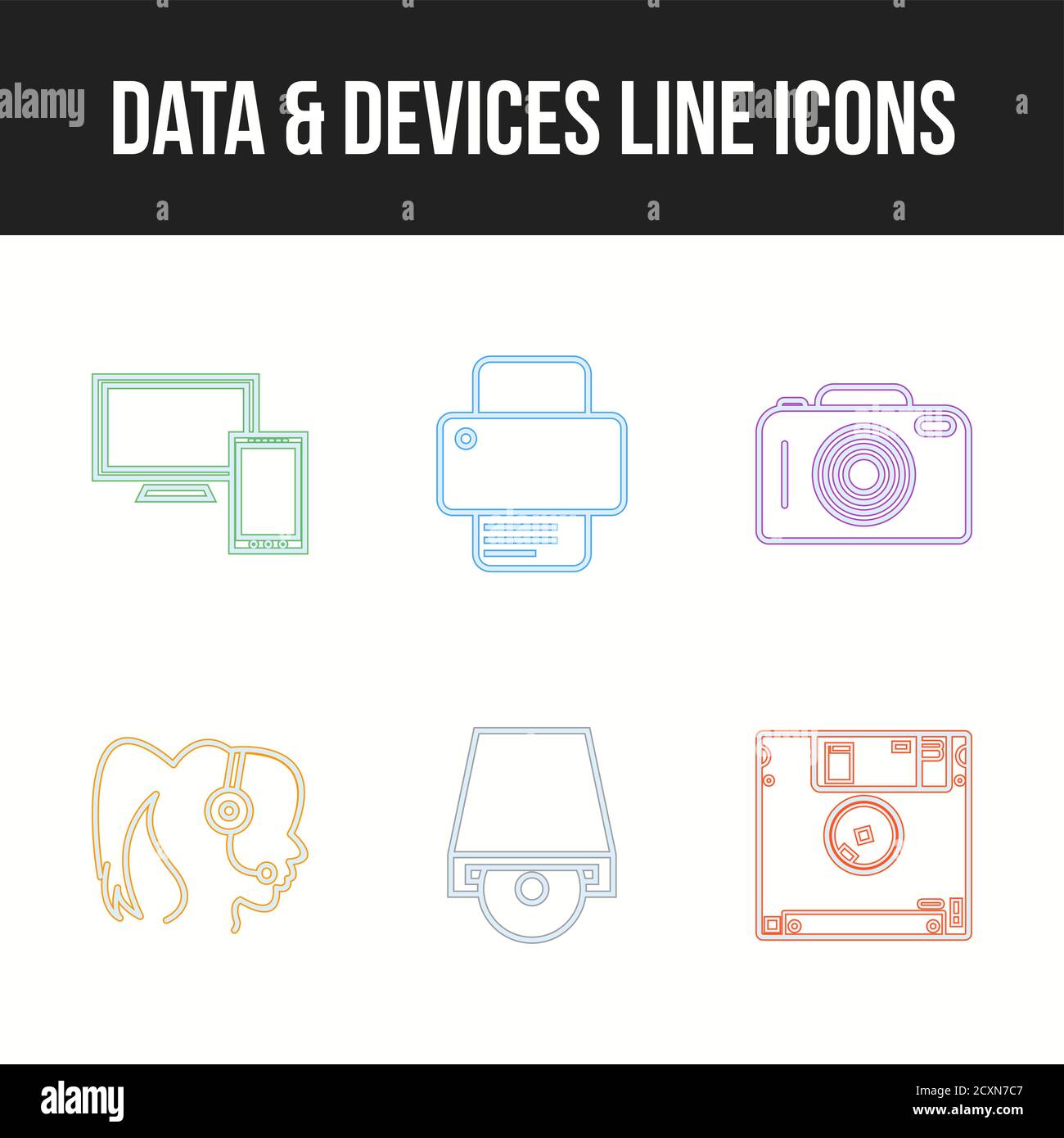 Unique Line vecor icon set of Data and devices icons Stock Vector Image ...