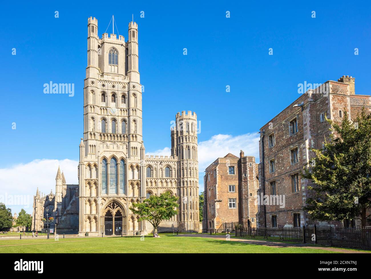 Ely uk Ely cathedral or Cathedral Church of the Holy and Undivided Trinity from Palace Green Ely Anglican cathedral Ely Cambridgeshire England UK GB Stock Photo