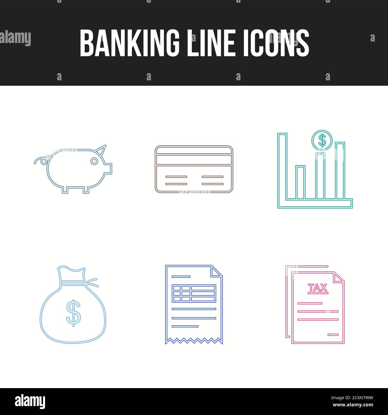 Unique Line vecor icon set of Banking icons Stock Vector Image & Art ...