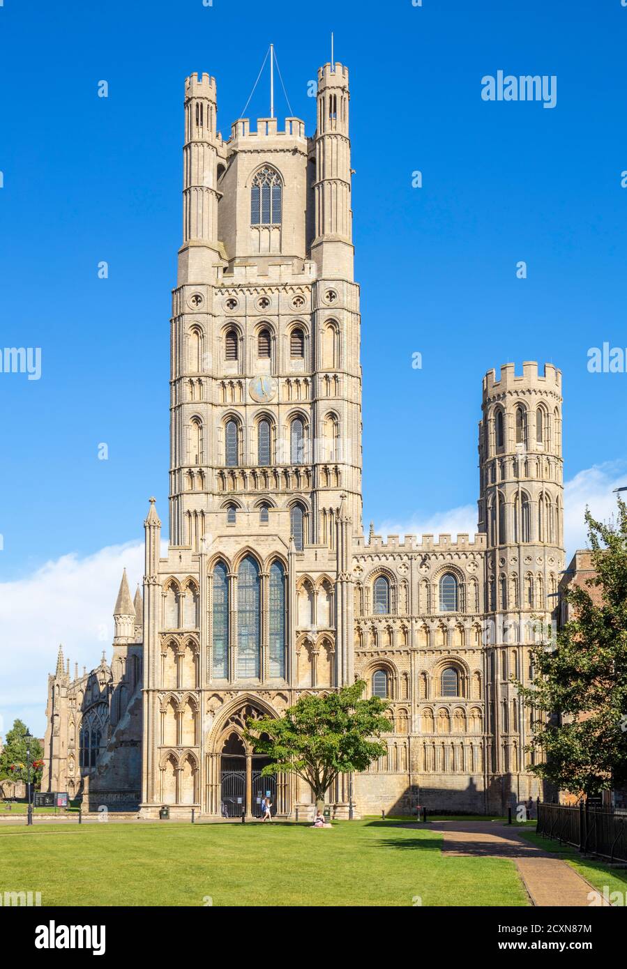 Ely uk Ely cathedral or Cathedral Church of the Holy and Undivided Trinity from Palace Green Ely Anglican cathedral Ely Cambridgeshire England UK GB Stock Photo