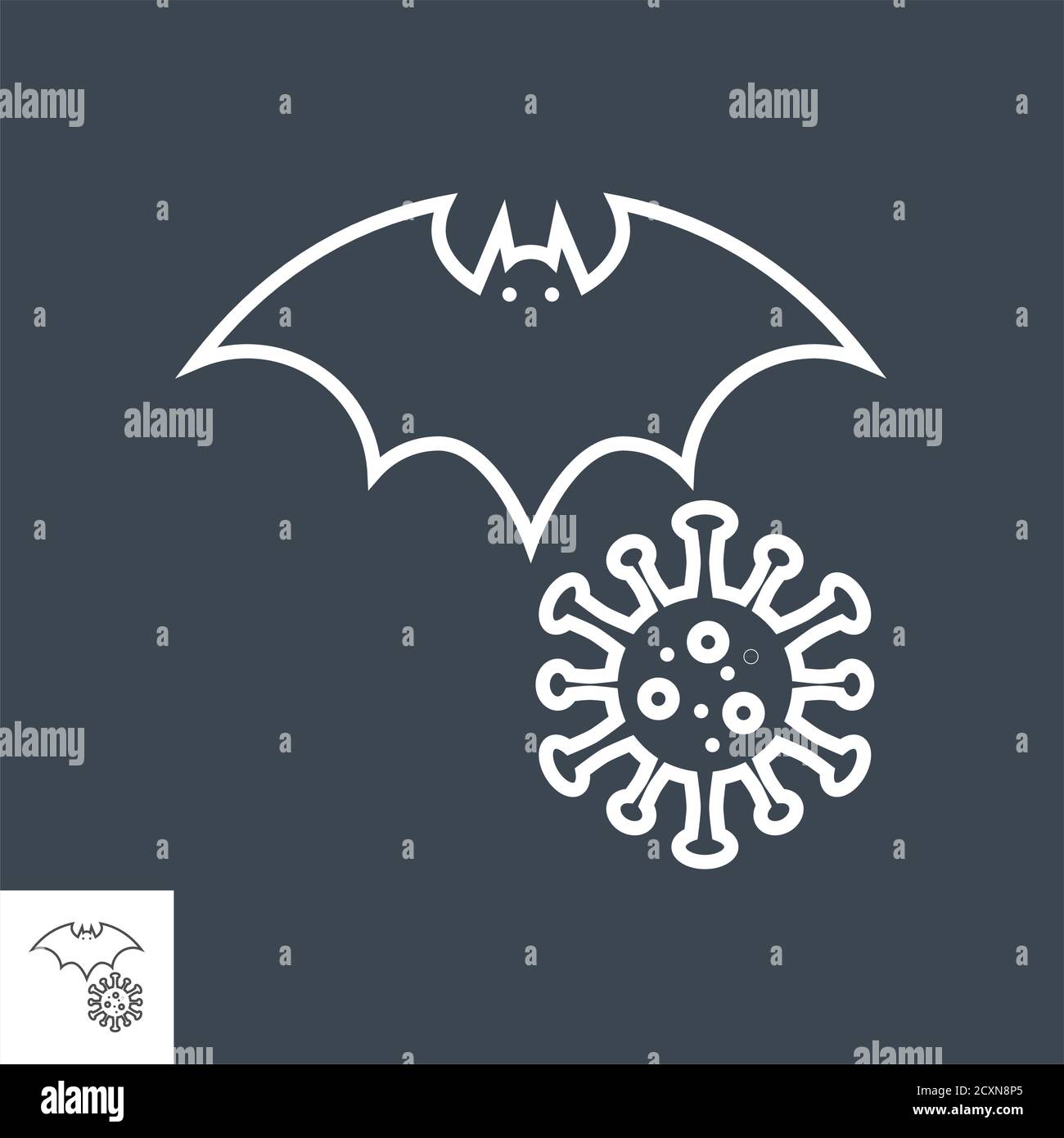 Bat carrier of coronavirus related vector thin line icon Stock Vector ...