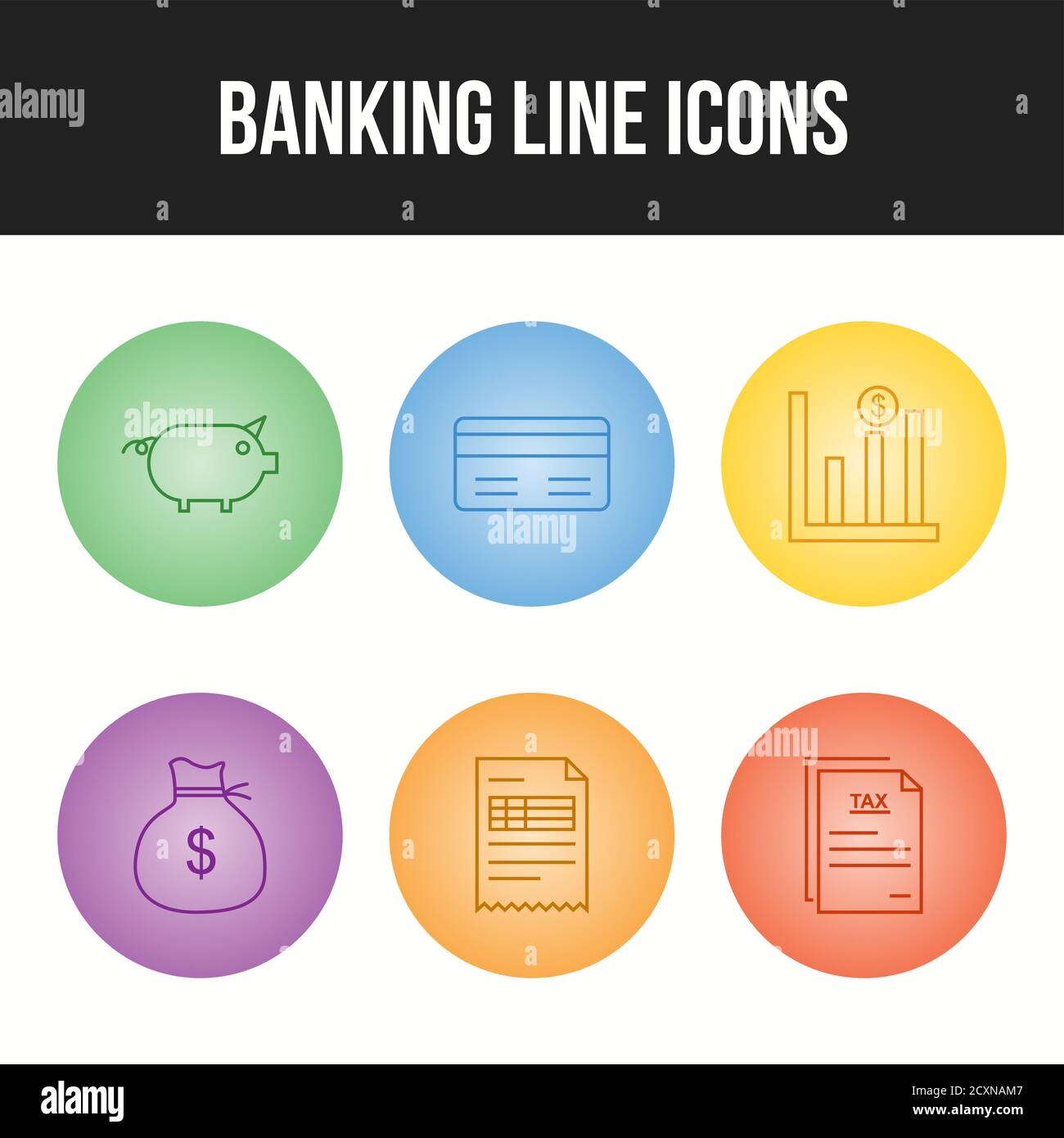 Unique Line vecor icon set of Banking icons Stock Vector Image & Art ...