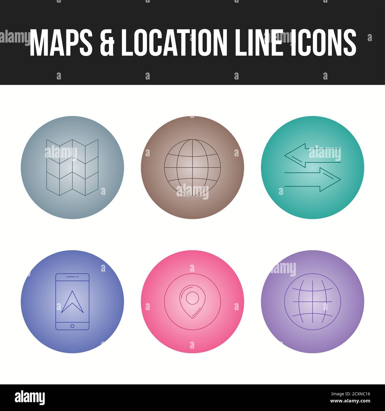 Unique set of maps & location 6 line icons Stock Vector Image & Art - Alamy