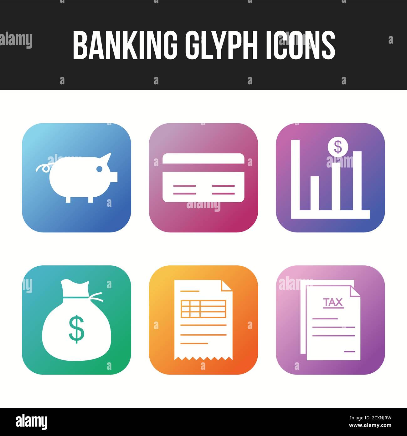 Unique Glyph vecor icon set of Banking icons Stock Vector Image & Art ...