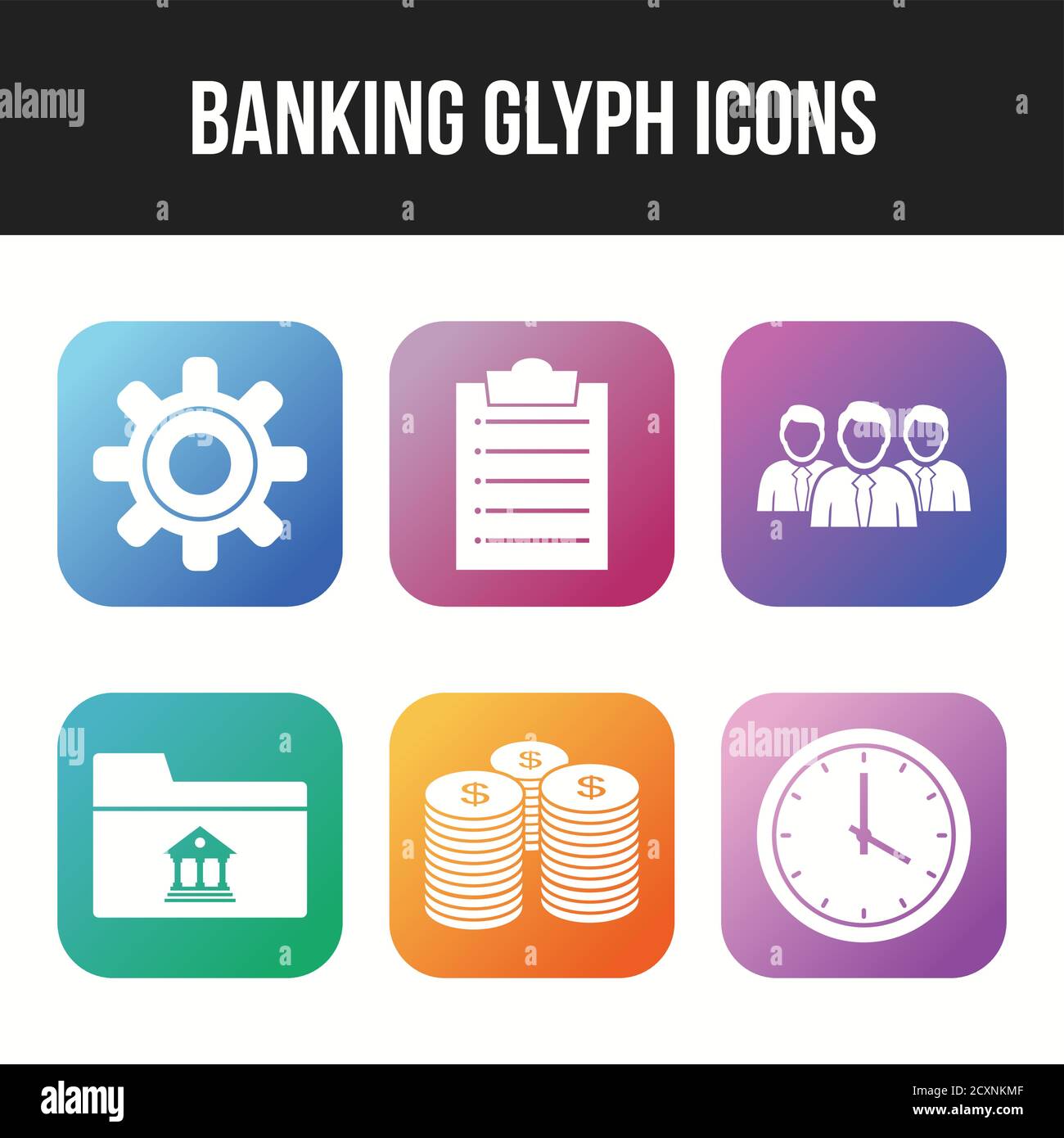 6 Beautiful Banking Glyph vector icon set Stock Vector