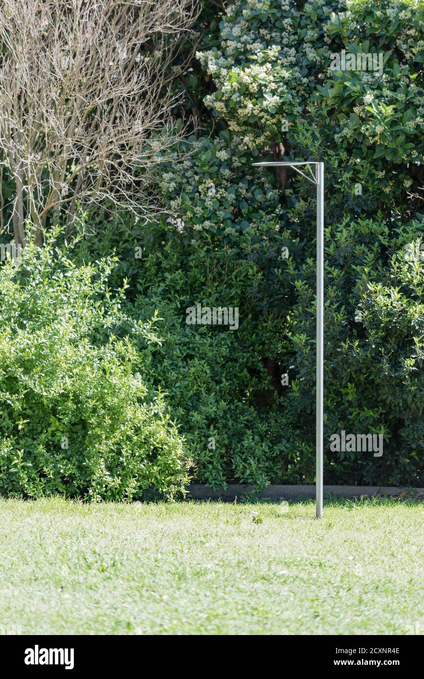 A single lone practice netball hoop in a park the Sydney suburb of Annandale, New South Wales, Australia Stock Photo