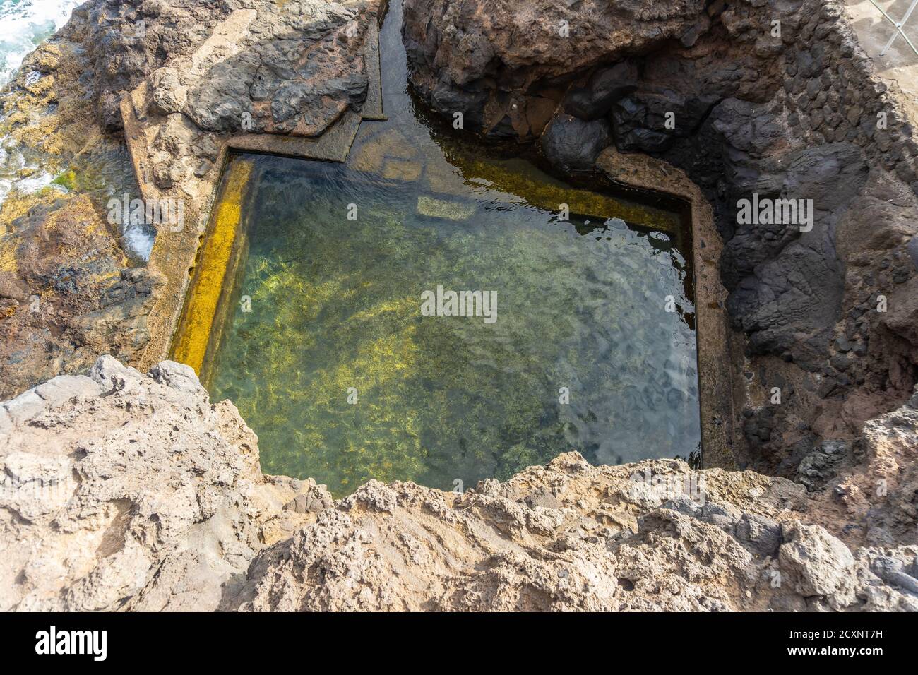 High angle shot of an ancient pool in the Port of Punta Gorda Stock Photo